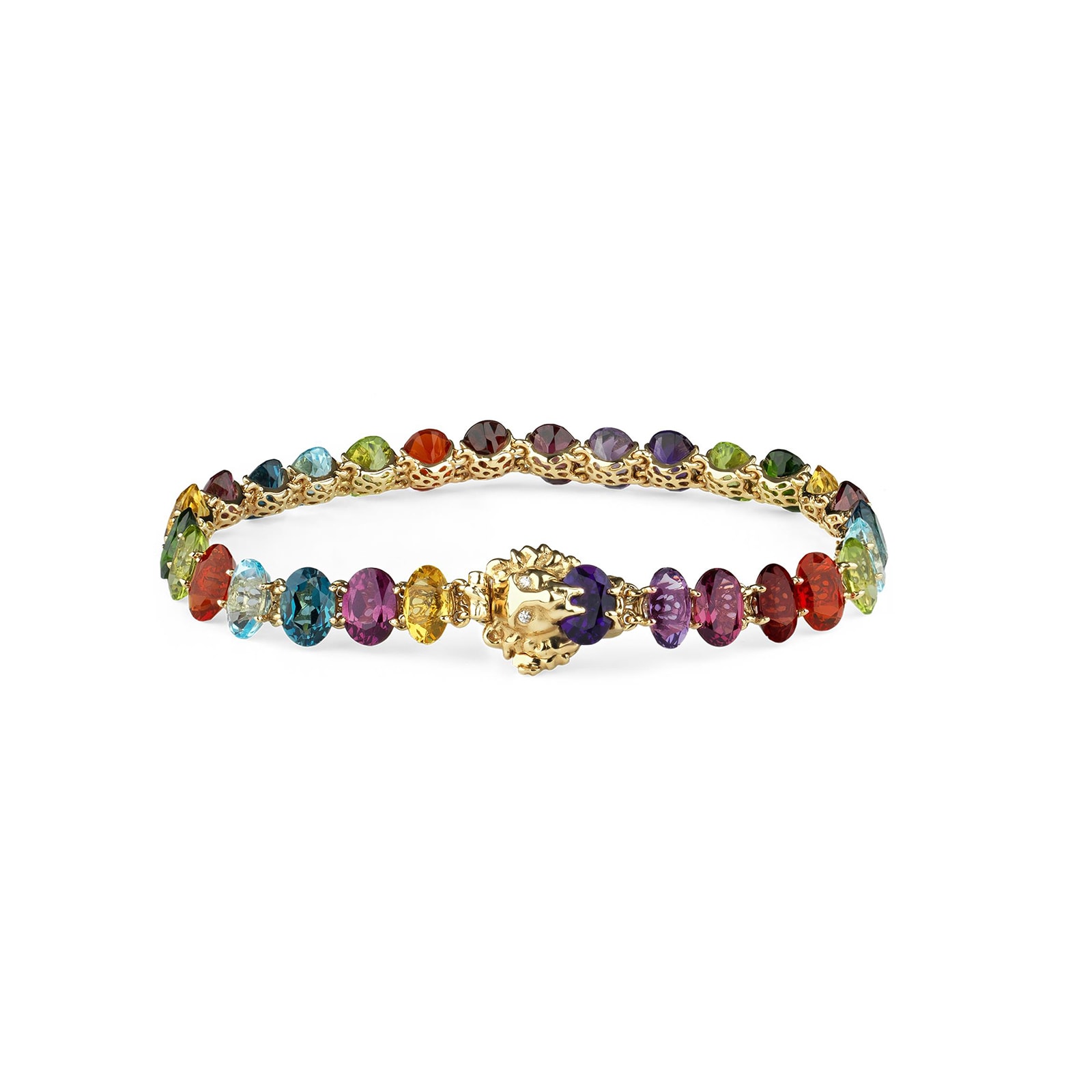 Gucci 18K Yellow Gold Diamond & Multi Gemstone Lion Bracelet Gucci 18K Yellow Gold Diamond & Multi Gemstone Lion Bracelet