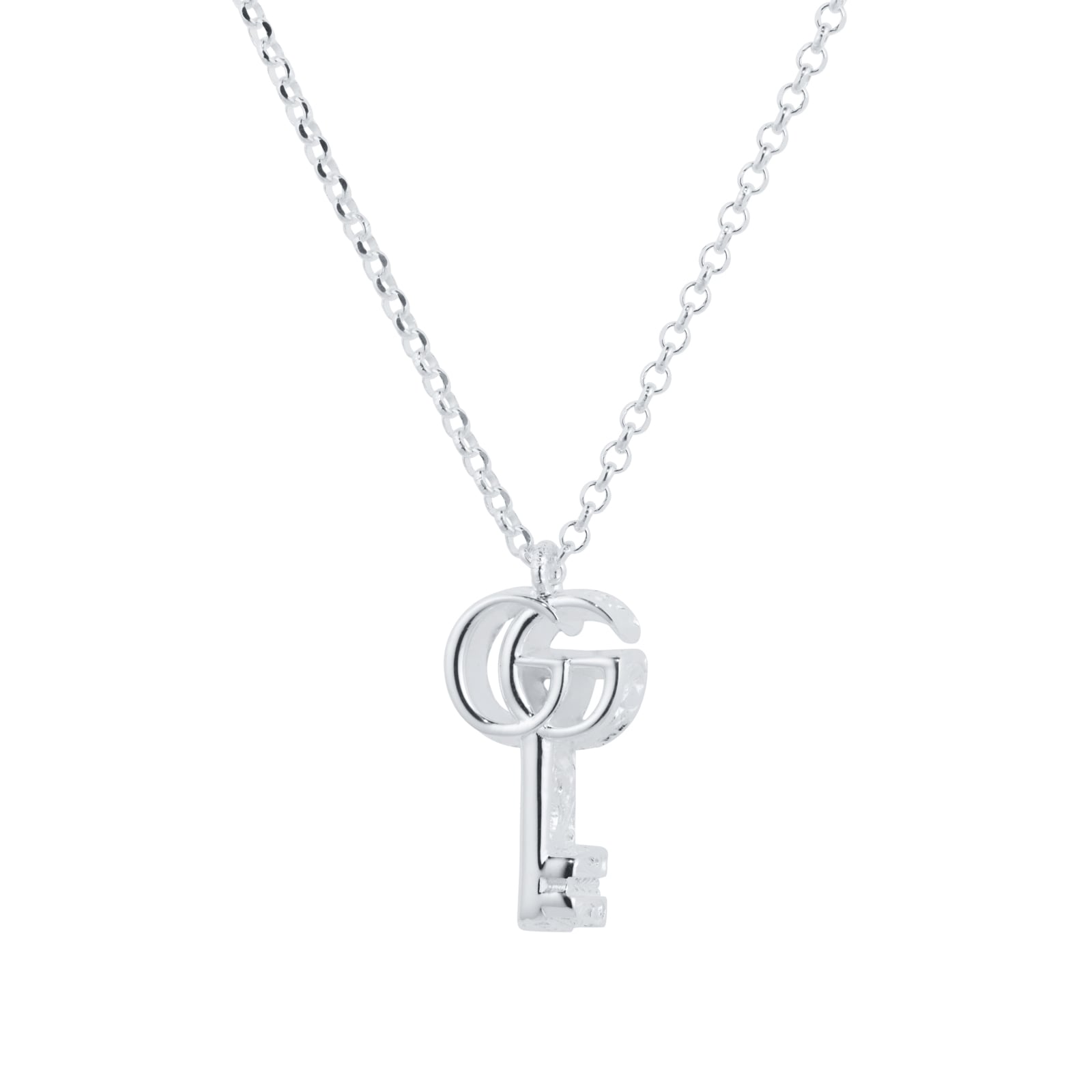 Gucci Sterling Silver GG Marmont Key Necklace