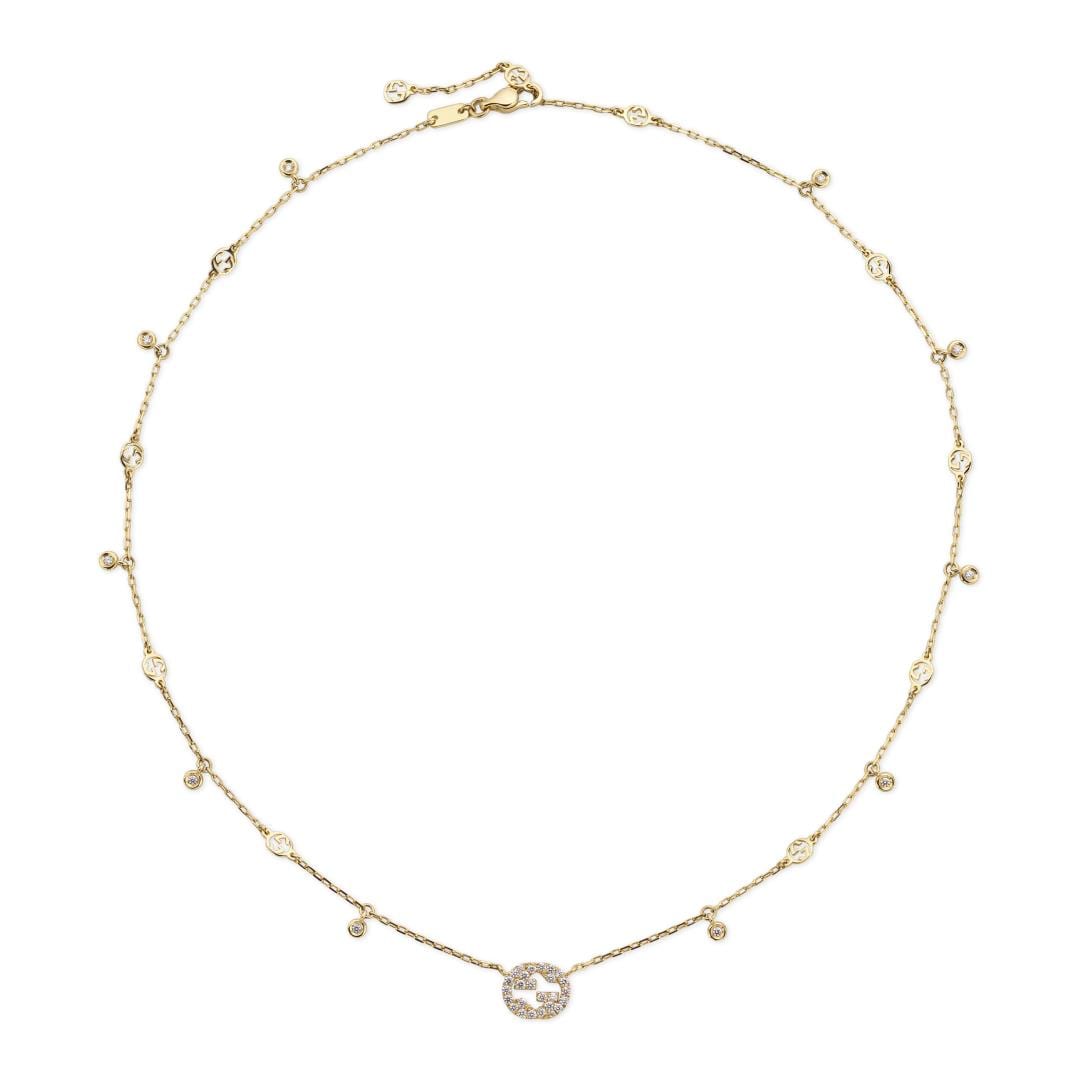 Gucci Interlocking 18ct Yellow Gold 0.27ct Diamond Necklace