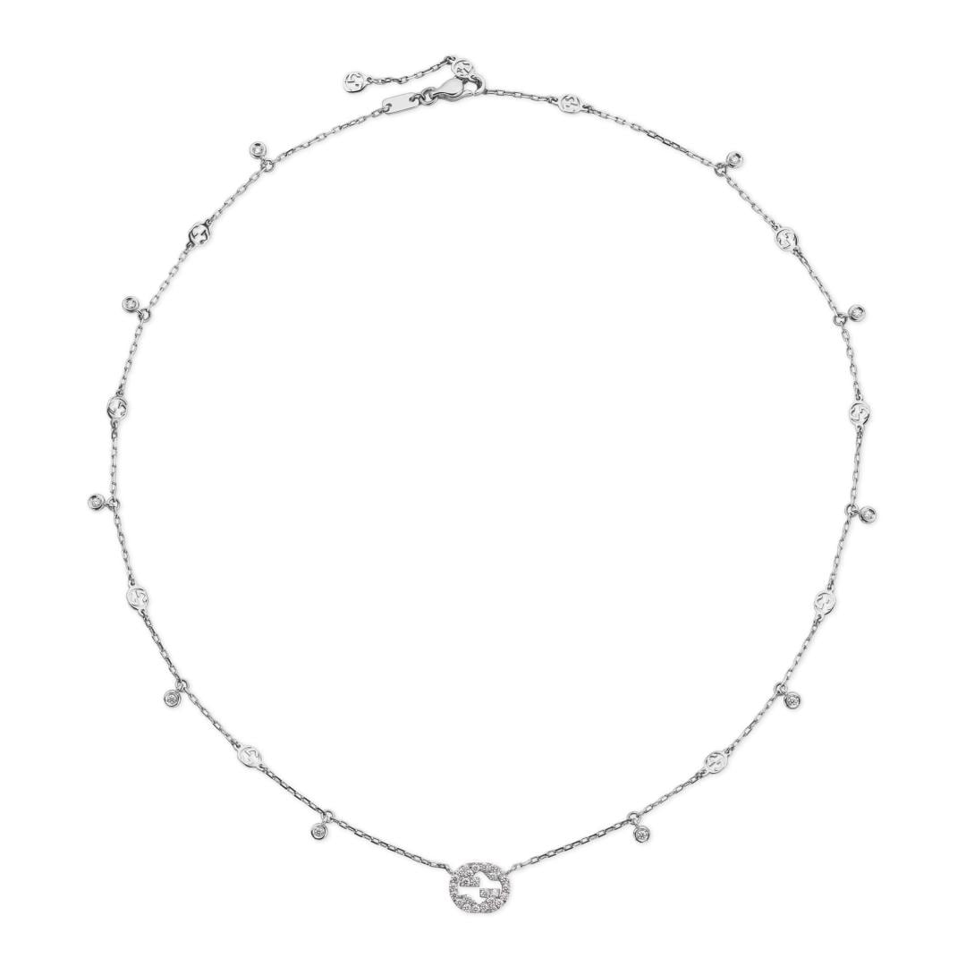 Gucci Interlocking 18ct White Gold 0.27ct Diamond Necklace