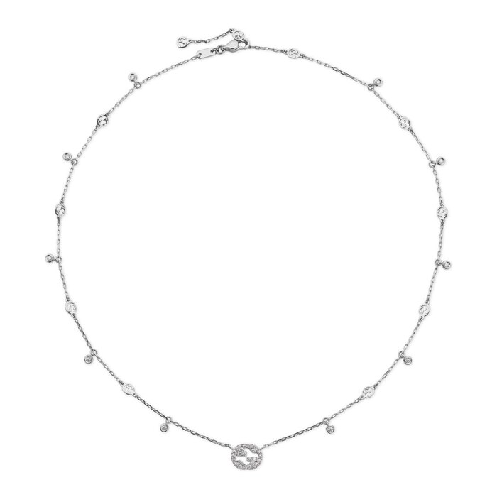 Gucci Interlocking G 18ct White Gold 0.27ct Diamond Necklace