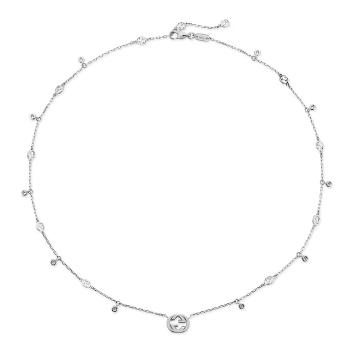 Gucci Interlocking G 18ct White Gold 0.27ct Diamond Necklace