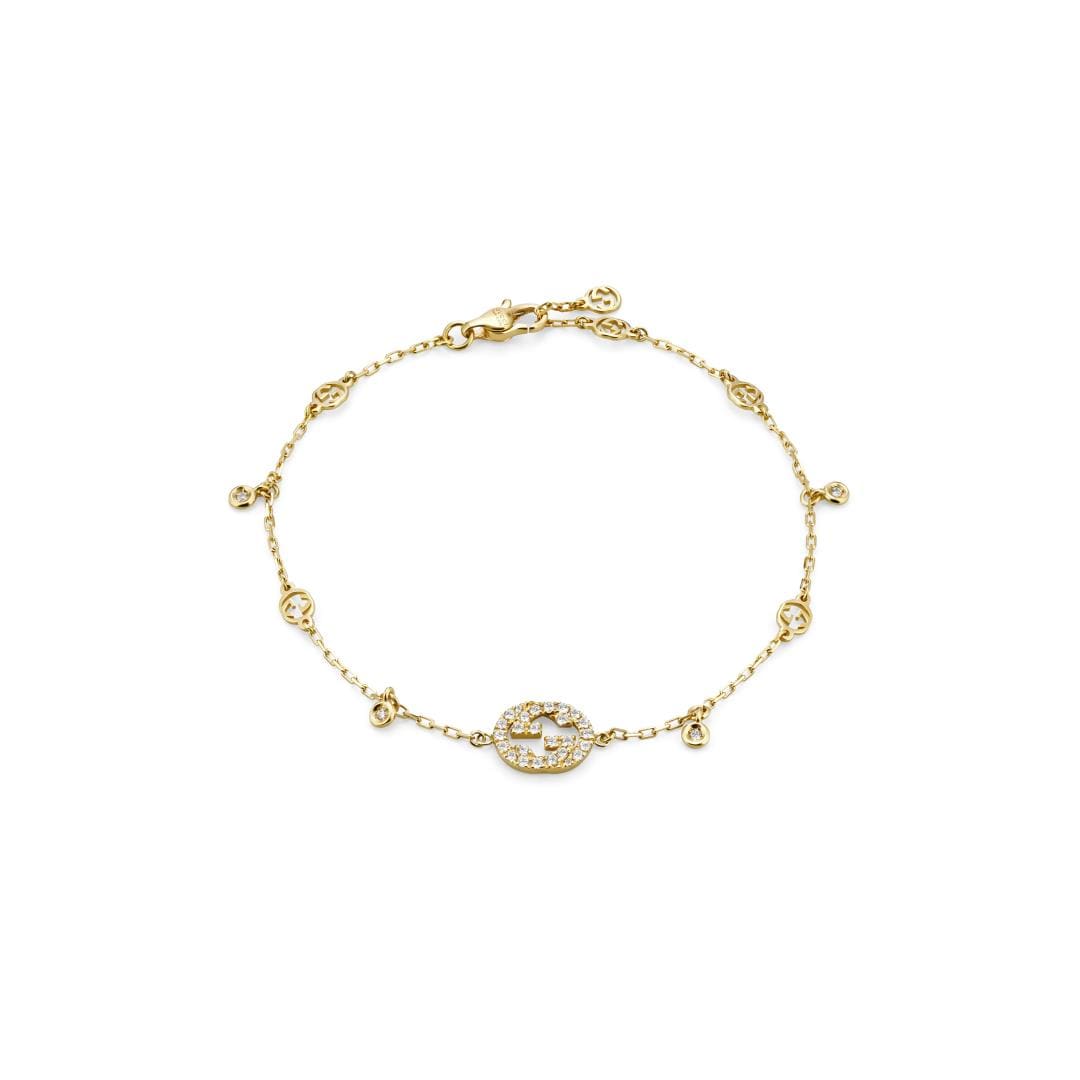 Gucci Interlocking 18ct Yellow Gold 0.22ct Diamond Bracelet