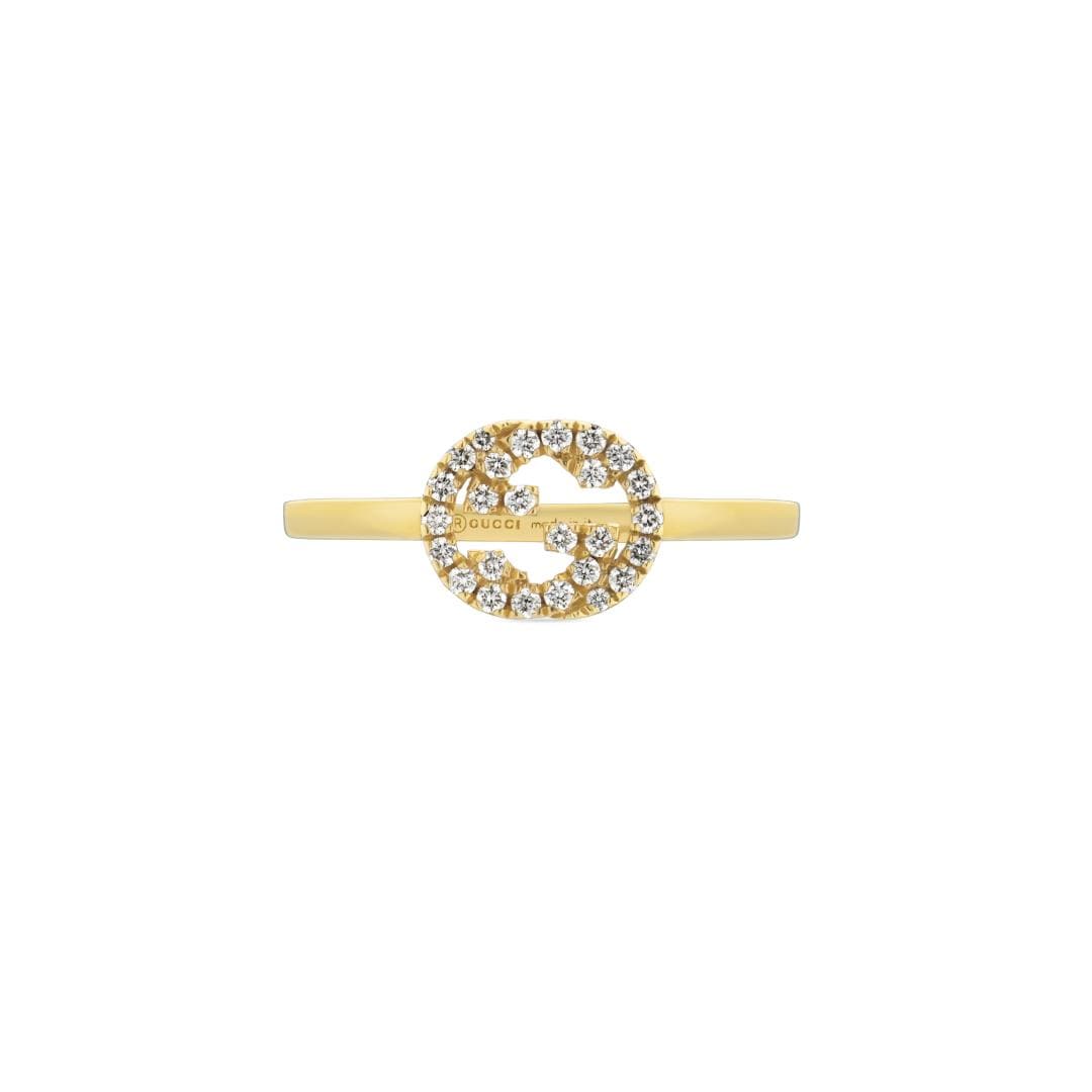 Interlocking G 18ct Yellow Gold 0.12ct Diamond Ring - Ring Size M