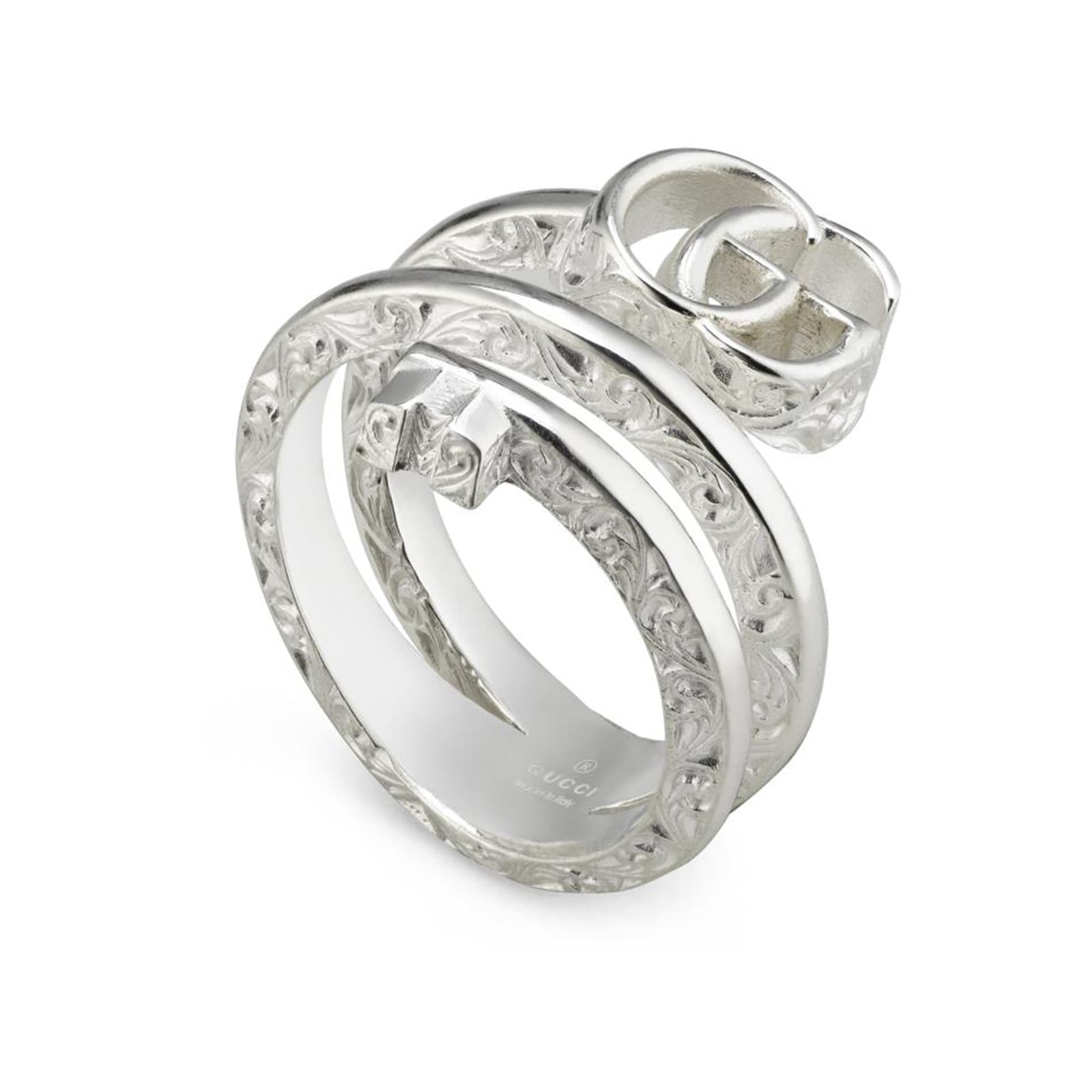 Gucci Sterling Silver GG Marmont Double Ring Gucci Sterling Silver GG Marmont Double Ring