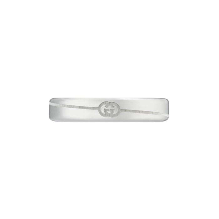 Gucci Tag Sterling Silver With Interlocking G Logo 4mm Ring