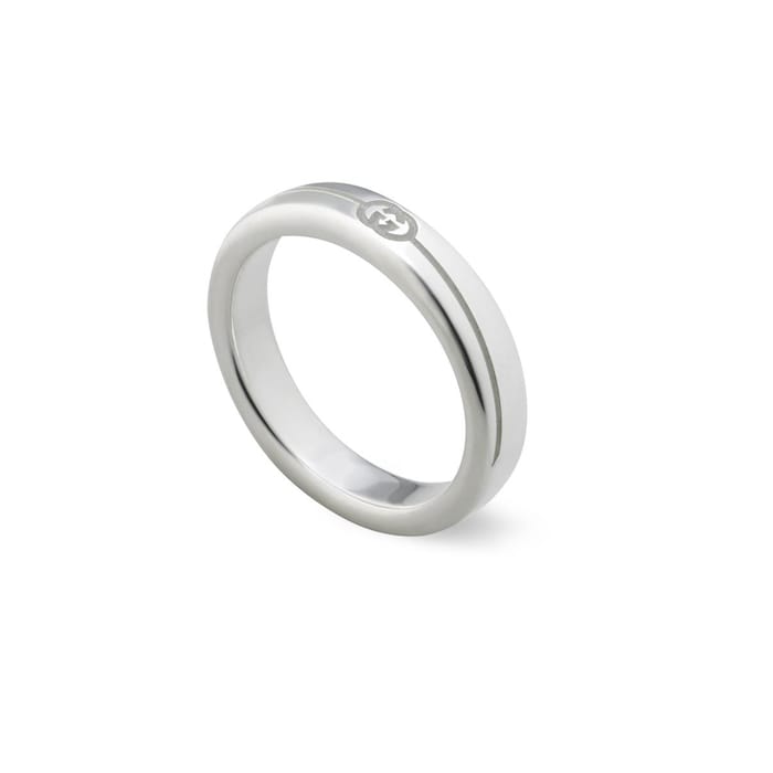 Gucci Tag Sterling Silver With Interlocking Logo 4mm Ring