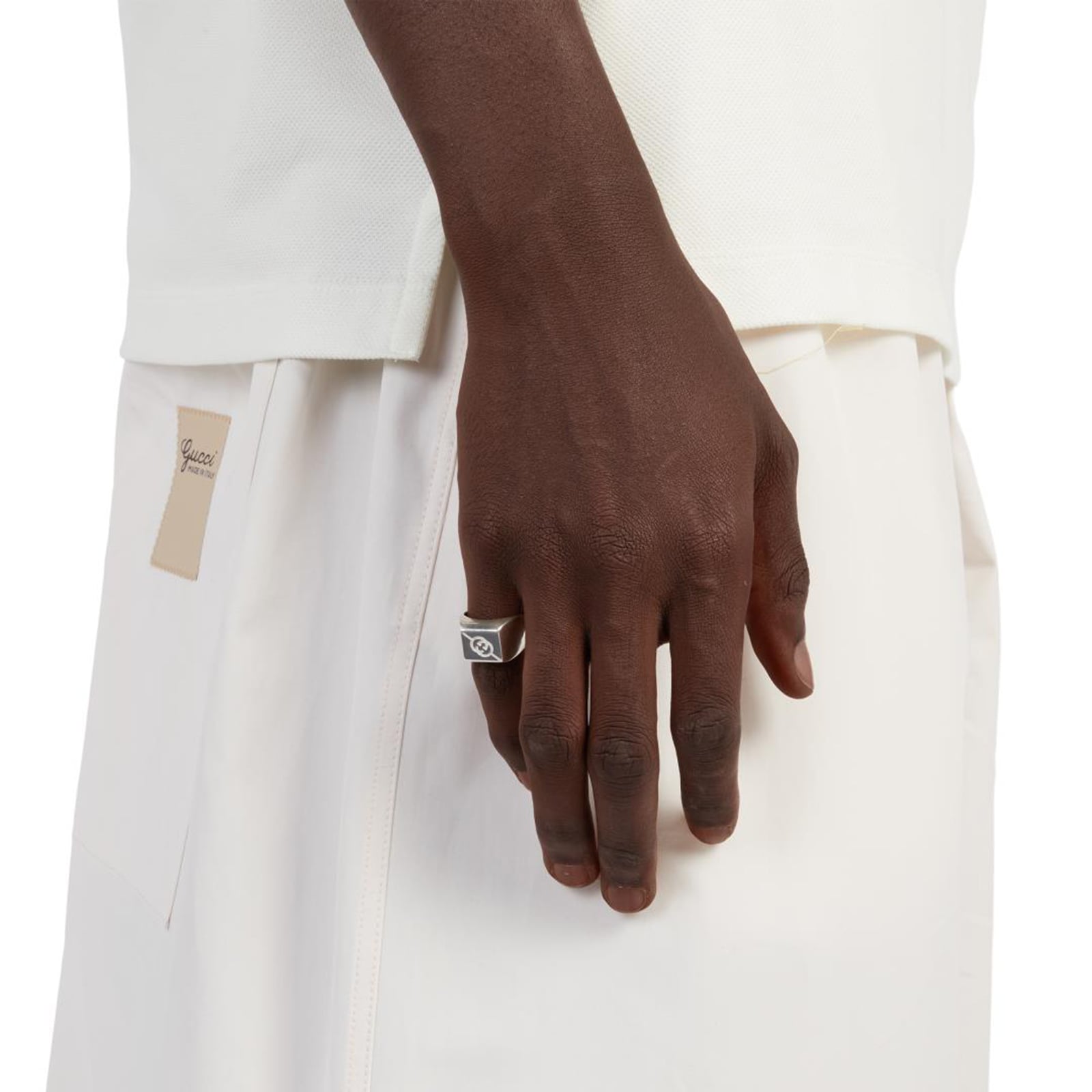 Gucci Tag Sterling Silver with Interlocking Logo Signet Ring Gucci Tag Sterling Silver with Interlocking Logo Signet Ring