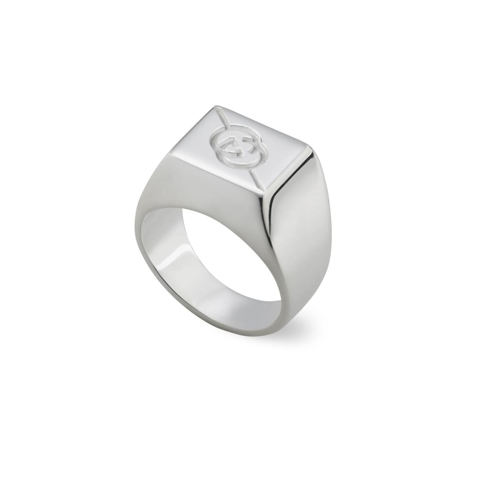 Gucci Tag Sterling Silver with Interlocking Logo Signet Ring Gucci Tag Sterling Silver with Interlocking Logo Signet Ring