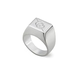 Gucci Tag Sterling Silver Square With Interlocking G Logo Signet Ring