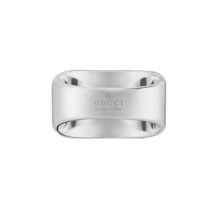 Gucci Tag Sterling Silver Square With Interlocking G Logo Signet Ring