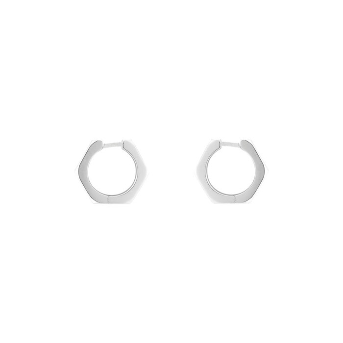 Gucci Trademark Sterling Silver Hoop Earrings