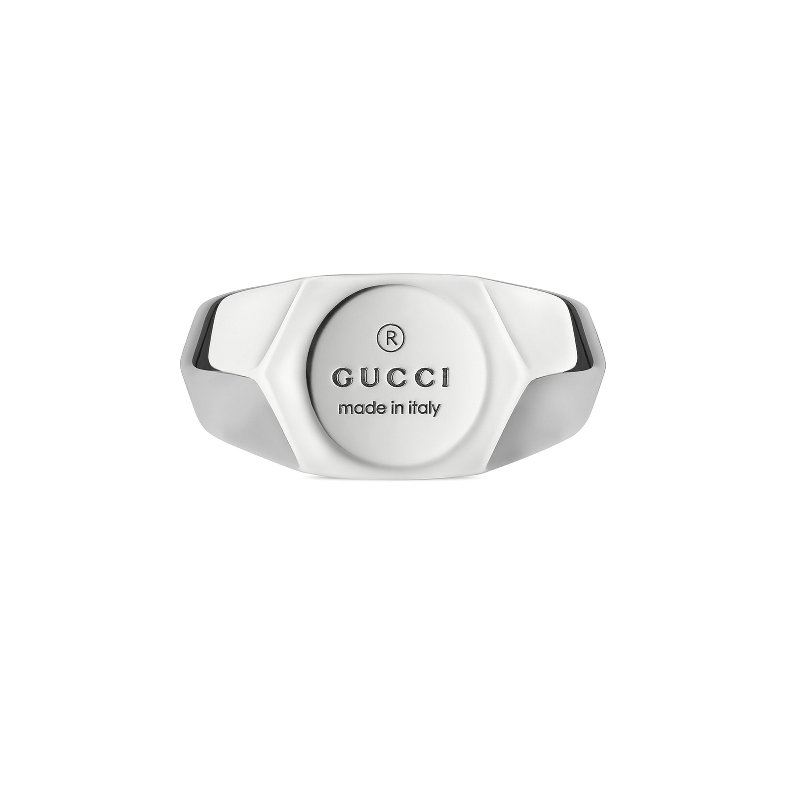 Gucci Trademark Sterling Silver Ring - Size 6.5