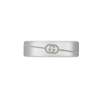 Gucci Gucci Tag Sterling Silver Interlocking G Ring - Size 8.75