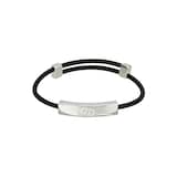 Gucci Gucci Tag Sterling Silver & Black Leather Bracelet