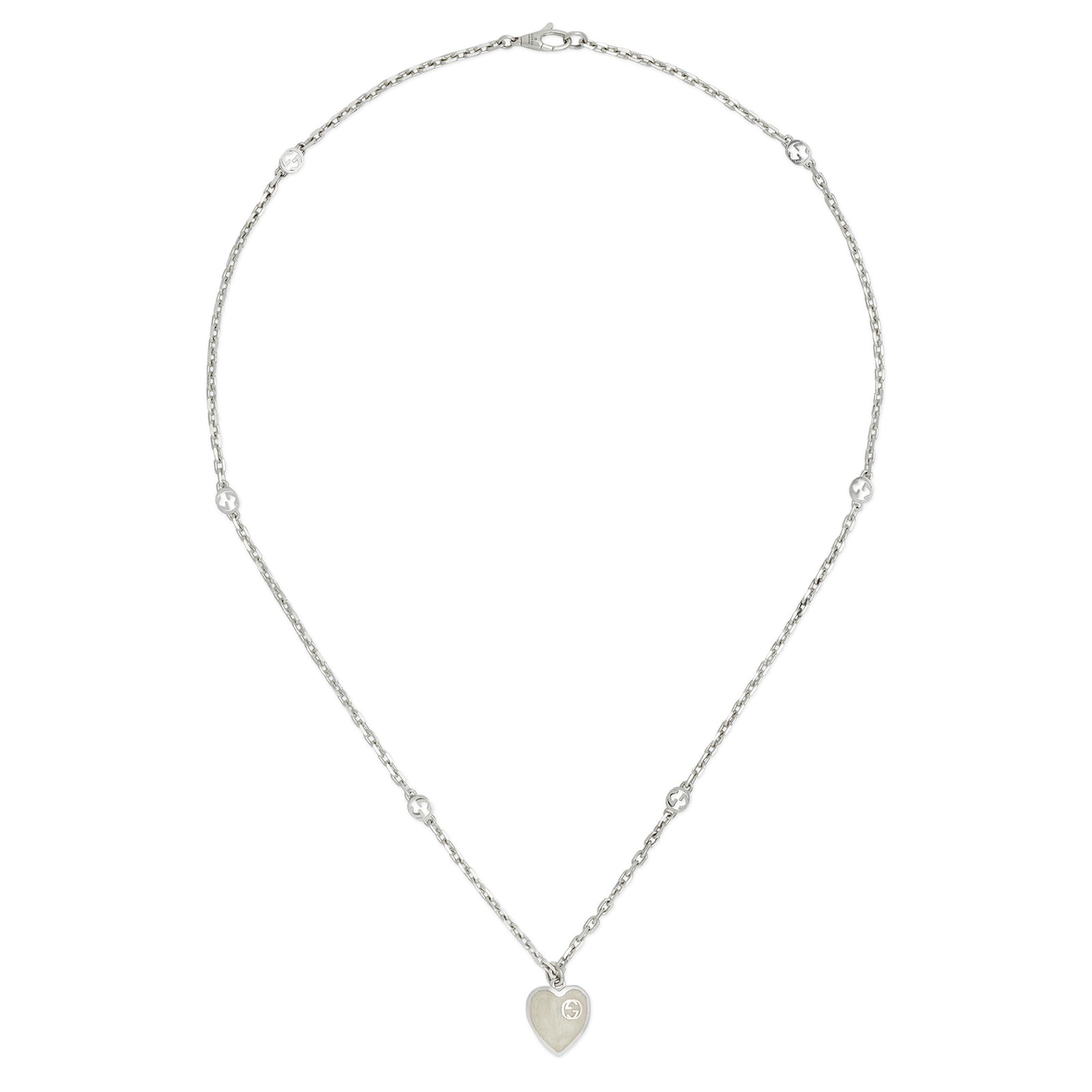 Gucci Gucci Heart Sterling Silver & Enamel Pendant Necklace