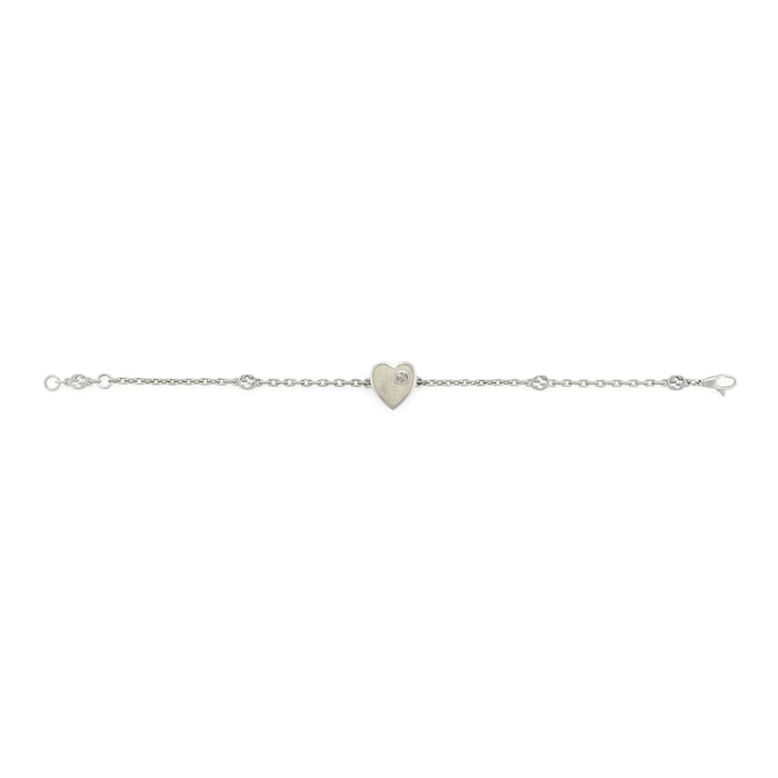 Gucci Sterling Silver Gucci Heart Enamel Bracelet - Size Medium