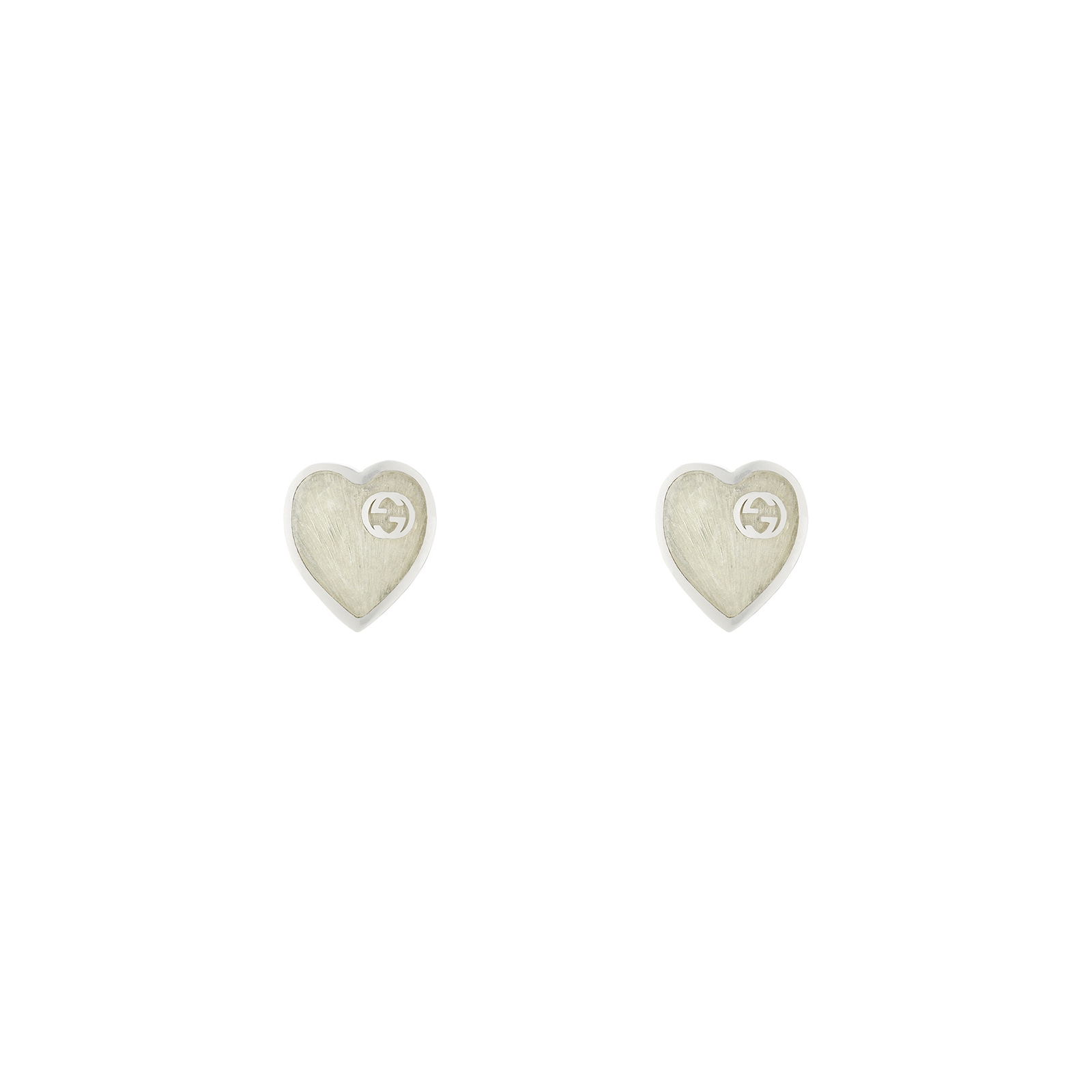 Gucci Gucci Heart Sterling Silver & White Enamel Stud Earrings Gucci Gucci Heart Sterling Silver & White Enamel Stud Earrings