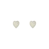 Gucci Gucci Heart Sterling Silver & White Enamel Stud Earrings