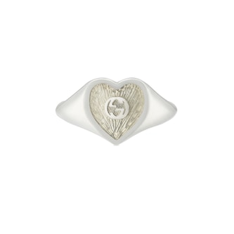 Gucci Gucci Heart Sterling Silver & Enamel Ring - Size 6.5