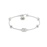 Gucci Sterling Silver GG Marmont Mother Of Peal Double G Bracelet  - Size Medium