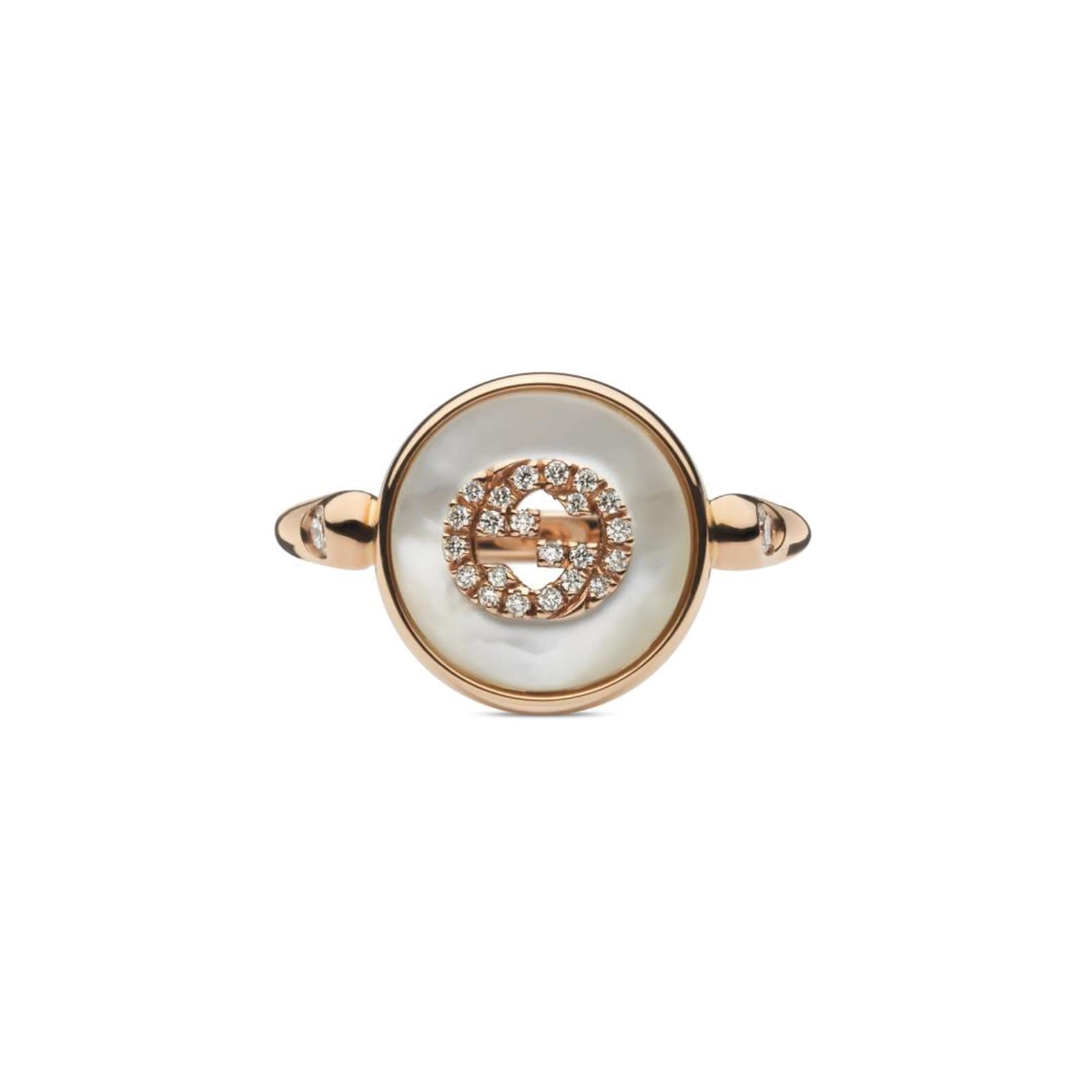 Gucci Gucci Interlocking 18ct Rose Gold Mother of Pearl & 0.08ct Diamond Ring Gucci Gucci Interlocking 18ct Rose Gold Mother of Pearl & 0.08ct Diamond Ring