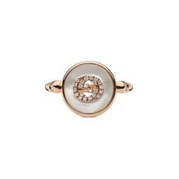 37341897 - Gucci Interlocking 18ct Rose Gold Mother of Pearl & 0.08ct Diamond Ring