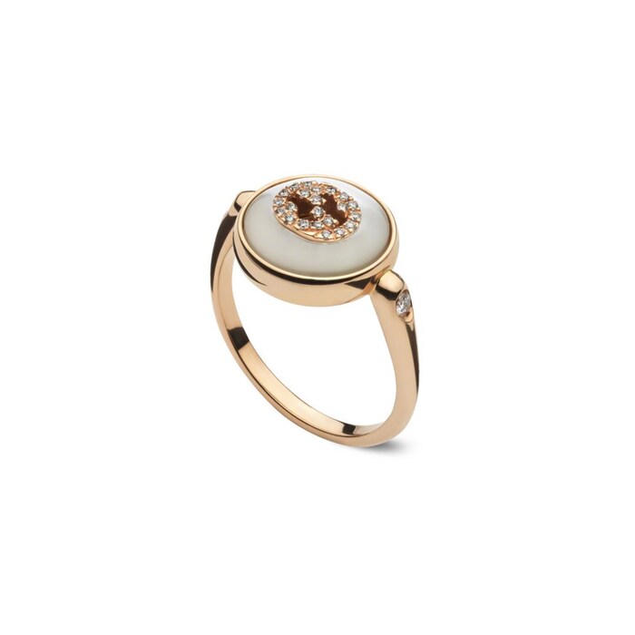 Gucci Gucci Interlocking 18ct Rose Gold Mother of Pearl & 0.08ct Diamond Ring