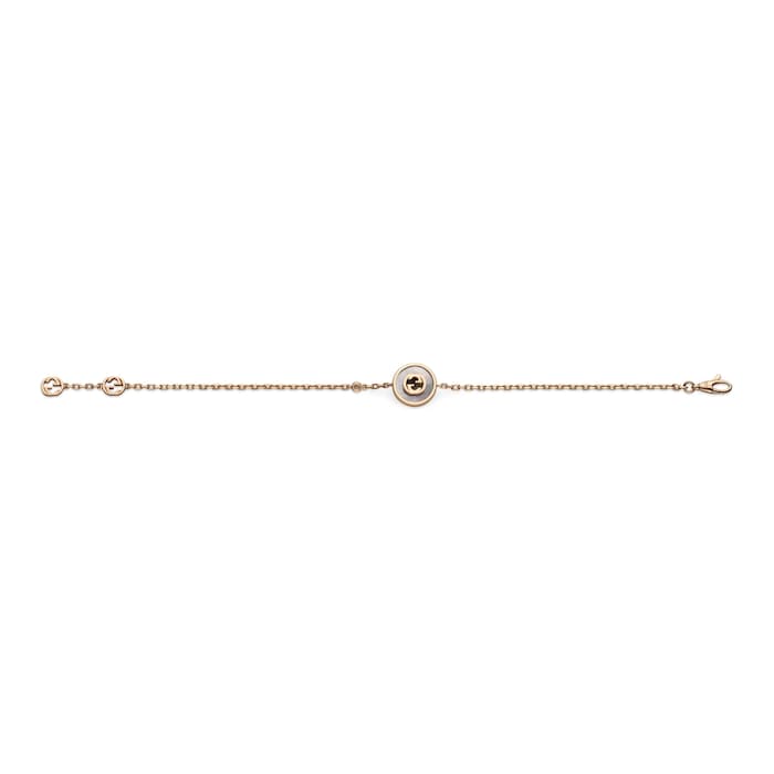 GUCCI Gucci Interlocking 18K Rose Gold Diamond & Mother Of Pearl Bracelet