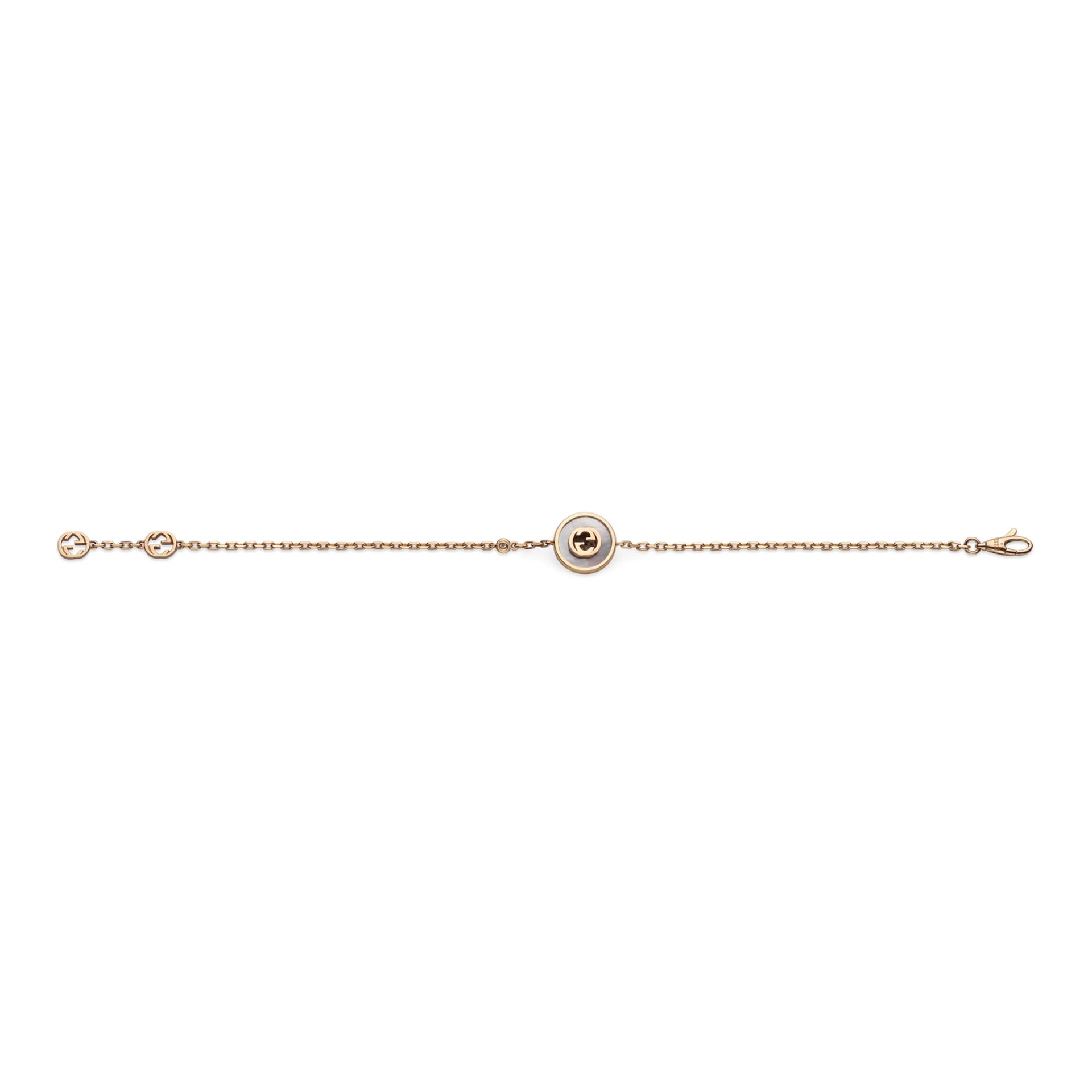 GUCCI Gucci Interlocking 18ct Rose Gold Diamond & Mother Of Pearl Bracelet