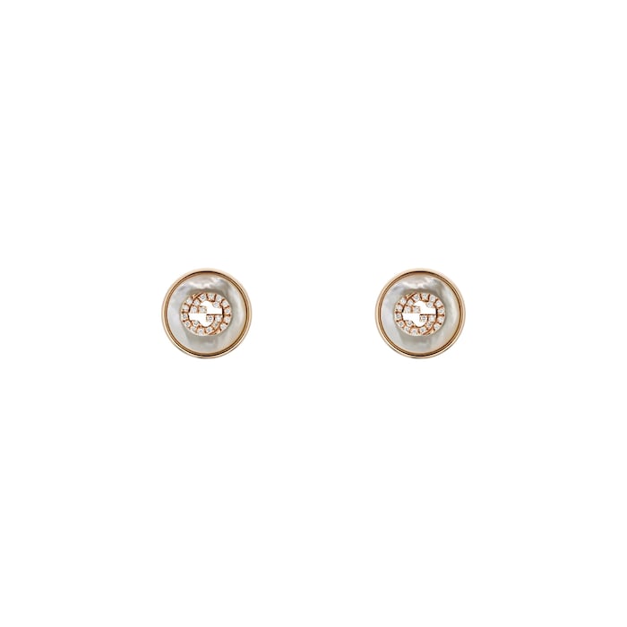 GUCCI Gucci Interlocking 18ct Rose Gold Diamond & Mother Of Pearl Stud Earrings