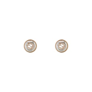 Gucci Gucci Interlocking 18K Rose Gold Diamond & Mother Of Pearl Stud Earrings