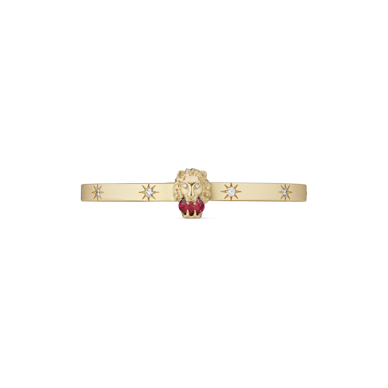 Gucci 18K Yellow Gold Lion Head Diamond & Tourmaline Bracelet