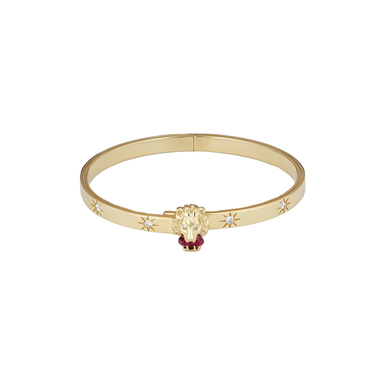 Gucci 18K Yellow Gold Lion Head Diamond & Tourmaline Bracelet