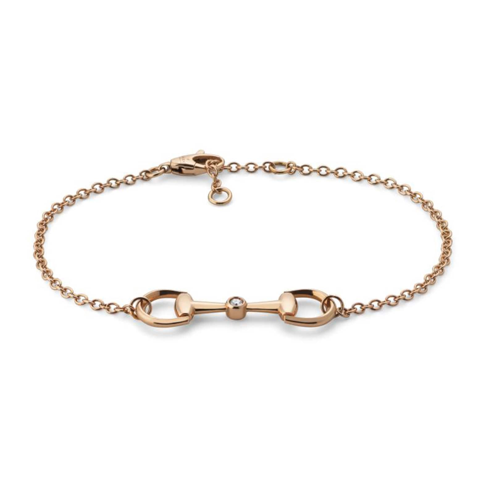 Horsebit 18ct Rose Gold 0.02ct Diamond Bracelet - Size 18