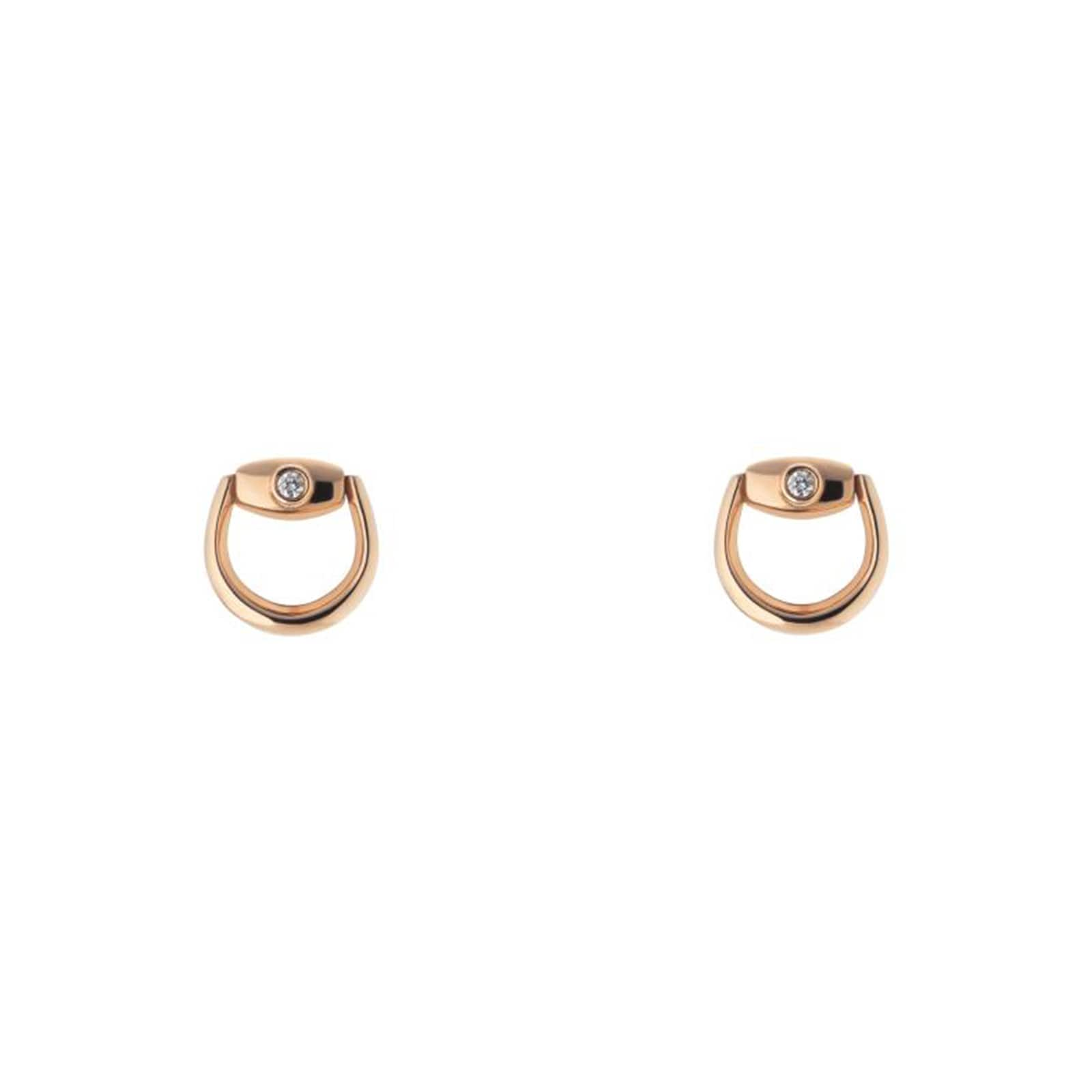 Horsebit 18ct Rose Gold 0.02ct Diamond Stud Earrings