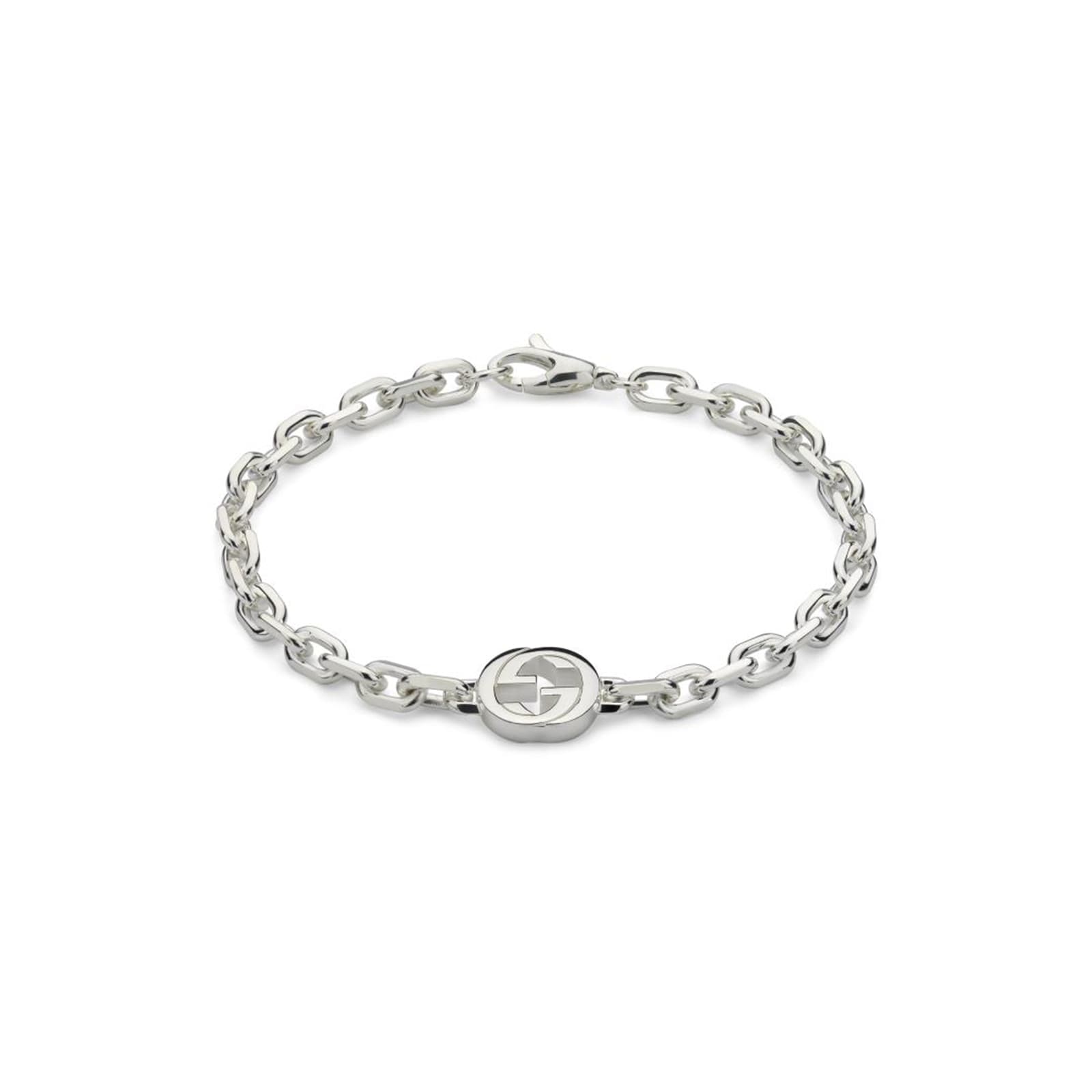 Gucci Interlocking Sterling Silver Bracelet - Size 18