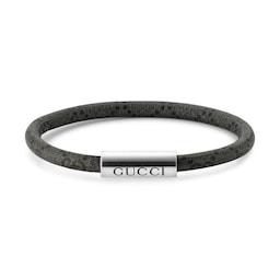 37341942 - Trademark Sterling Silver & Black Canvas Bracelet - Size 18