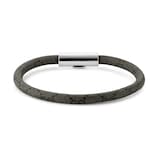 Gucci Trademark Sterling Silver & Black Canvas Bracelet - Size 18