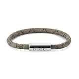 GUCCI Trademark Sterling Silver & Beige Canvas Bracelet - Size 17