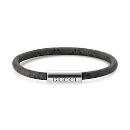 37341945 - Trademark Sterling Silver & Black Canvas Bracelet - Size 17