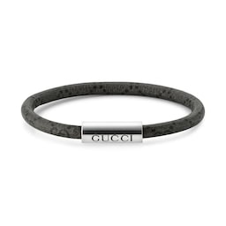 37341946 - Trademark Sterling Silver & Black Canvas Bracelet - Size 19