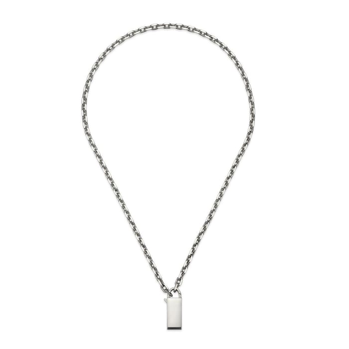 Gucci Trademark Sterling Silver Padlock Necklace