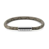 Gucci Trademark Sterling Silver & Beige Canvas Bracelet - Size 18