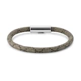 Gucci Trademark Sterling Silver & Beige Canvas Bracelet - Size 18