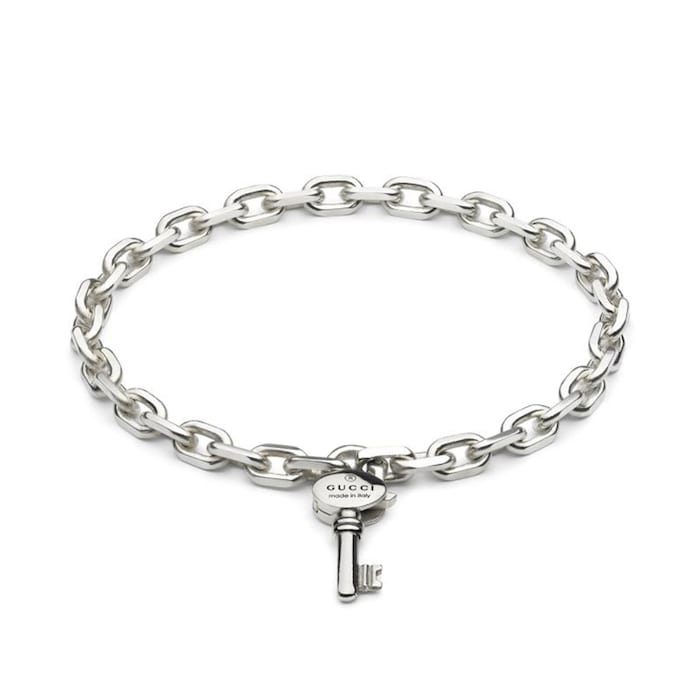 Gucci Trademark Sterling Silver Key Bracelet - Size 17