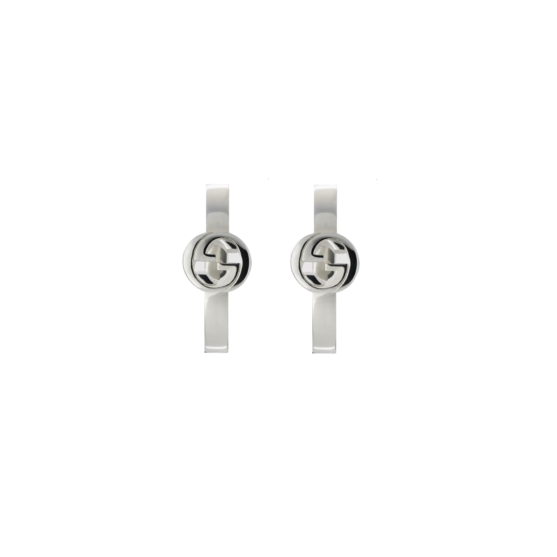 GUCCI Gucci Interlocking Sterling Silver Hoop Earrings