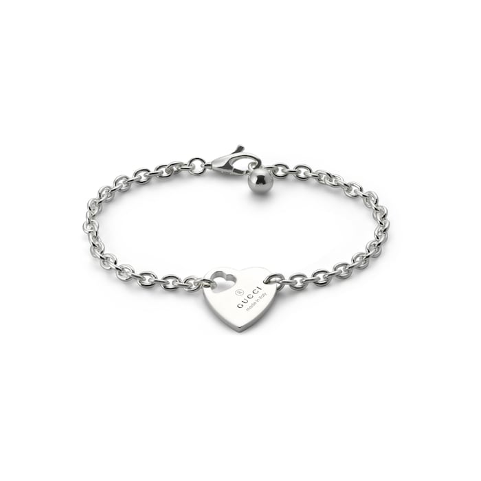 GUCCI Sterling Silver Trademark Heart Motif Bracelet