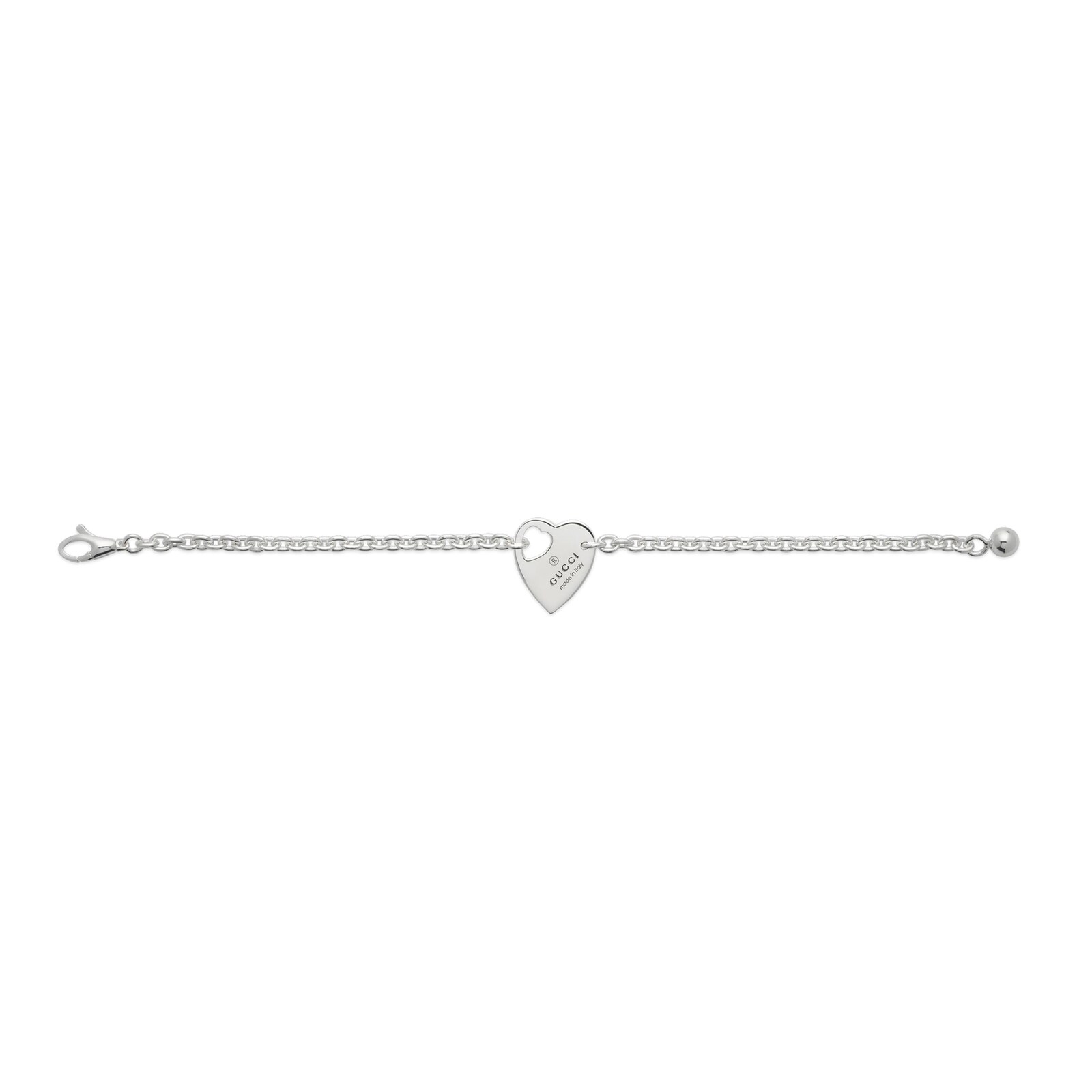 Gucci Sterling Silver Trademark Heart Motif Bracelet
