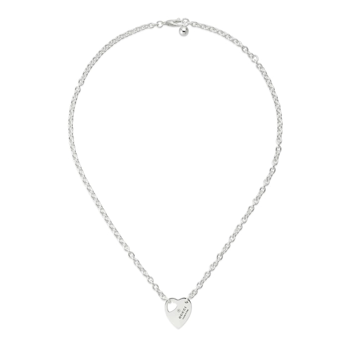 GUCCI Trademark Sterling Silver Heart Motif Necklace